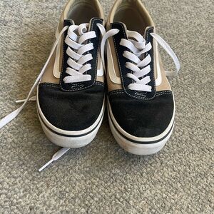 Black and Tan Sneakers with White Laces